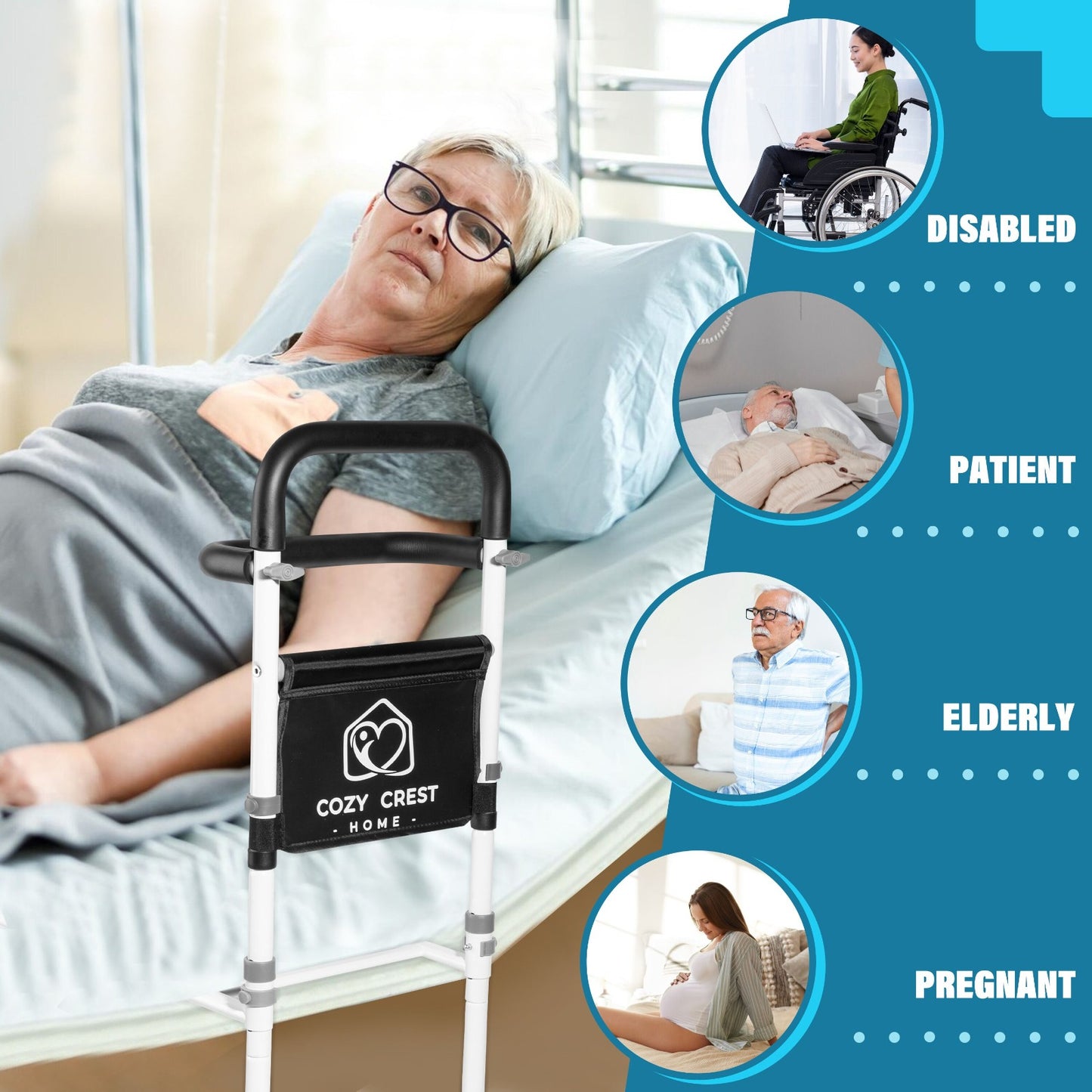 Baranda de Asistencia para Cama + Alarma Inalámbrica