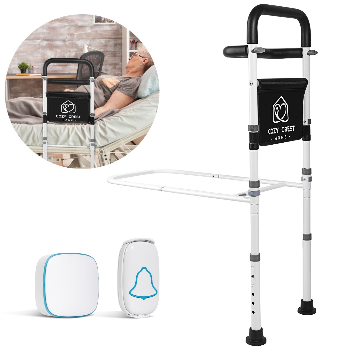 Baranda de Asistencia para Cama + Alarma Inalámbrica
