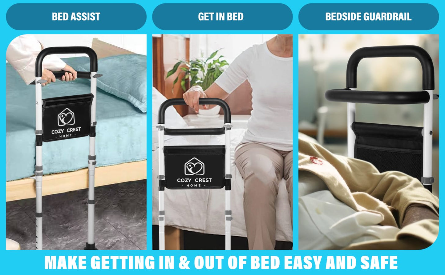 Baranda de Asistencia para Cama + Alarma Inalámbrica